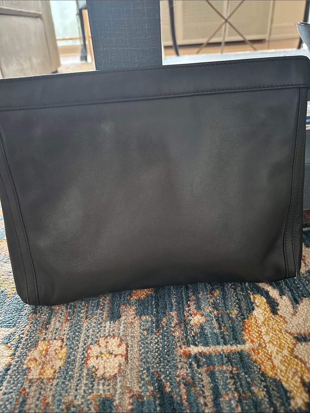 Celine Black Leather clutch with Gold-Tone Lock - Picture 2 of 5
